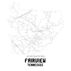 Fairview Tennessee. US street map with black and white lines.