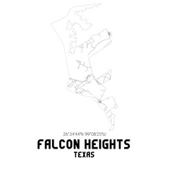 Fototapeta na wymiar Falcon Heights Texas. US street map with black and white lines.