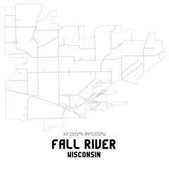 Fall River Wisconsin. US street map with black and white lines.