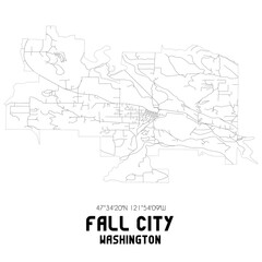 Fototapeta na wymiar Fall City Washington. US street map with black and white lines.