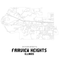 Fairview Heights Illinois. US street map with black and white lines.