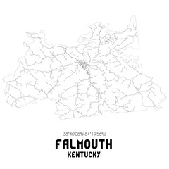 Falmouth Kentucky. US street map with black and white lines.