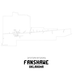 Fanshawe Oklahoma. US street map with black and white lines.
