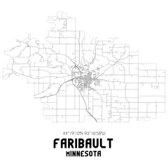 Faribault Minnesota. US street map with black and white lines.