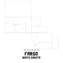 Fargo North Dakota. US street map with black and white lines.