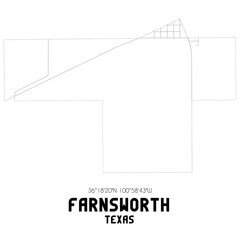 Farnsworth Texas. US street map with black and white lines.