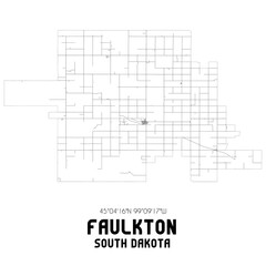 Faulkton South Dakota. US street map with black and white lines.
