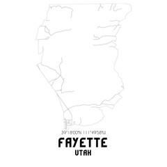 Fayette Utah. US street map with black and white lines.
