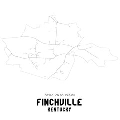 Finchville Kentucky. US street map with black and white lines.