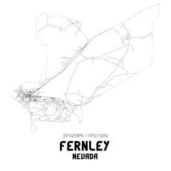 Obraz premium Fernley Nevada. US street map with black and white lines.