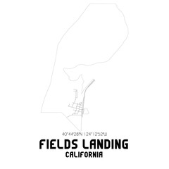 Fields Landing California. US street map with black and white lines.