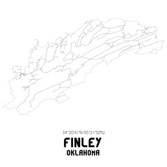 Finley Oklahoma. US street map with black and white lines.