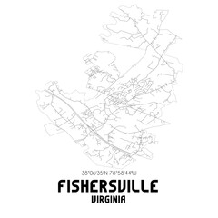 Fishersville Virginia. US street map with black and white lines.