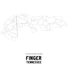 Finger Tennessee. US street map with black and white lines.