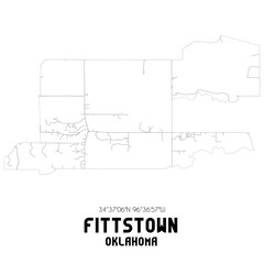 Fittstown Oklahoma. US street map with black and white lines.