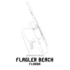 Obraz premium Flagler Beach Florida. US street map with black and white lines.