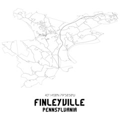 Finleyville Pennsylvania. US street map with black and white lines.