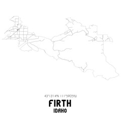 Firth Idaho. US street map with black and white lines.