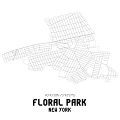 Floral Park New York. US street map with black and white lines.