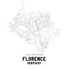 Florence Kentucky. US street map with black and white lines.