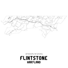 Flintstone Maryland. US street map with black and white lines.