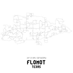 Flomot Texas. US street map with black and white lines.