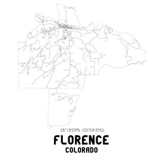 Florence Colorado. US street map with black and white lines.