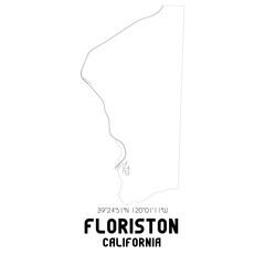 Floriston California. US street map with black and white lines.