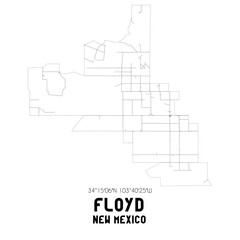 Floyd New Mexico. US street map with black and white lines.