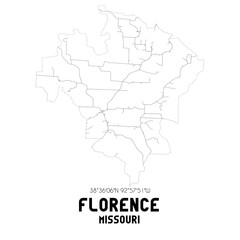 Fototapeta premium Florence Missouri. US street map with black and white lines.