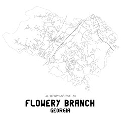 Flowery Branch Georgia. US street map with black and white lines.