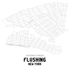 Fototapeta na wymiar Flushing New York. US street map with black and white lines.