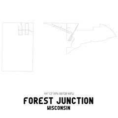 Forest Junction Wisconsin. US street map with black and white lines.