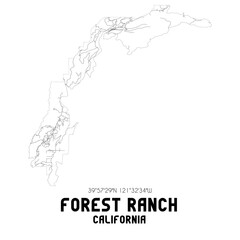 Forest Ranch California. US street map with black and white lines.