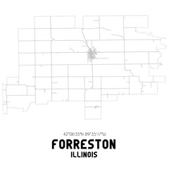 Forreston Illinois. US street map with black and white lines.