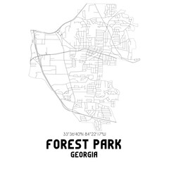 Forest Park Georgia. US street map with black and white lines.