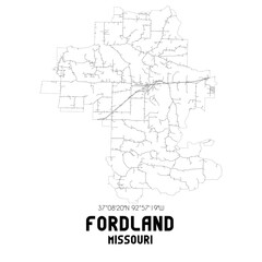 Fordland Missouri. US street map with black and white lines.