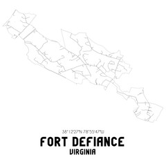 Fort Defiance Virginia. US street map with black and white lines.