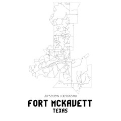 Fort McKavett Texas. US street map with black and white lines.