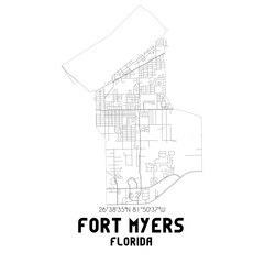 Fototapeta na wymiar Fort Myers Florida. US street map with black and white lines.