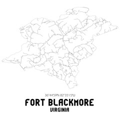Fort Blackmore Virginia. US street map with black and white lines.