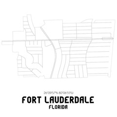 Fort Lauderdale Florida. US street map with black and white lines.