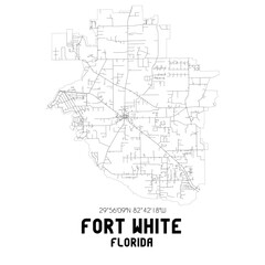Fort White Florida. US street map with black and white lines.