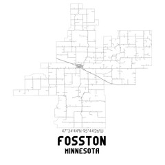 Fosston Minnesota. US street map with black and white lines.