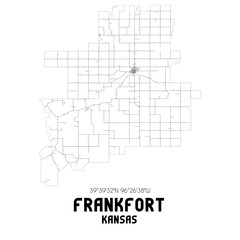 Fototapeta premium Frankfort Kansas. US street map with black and white lines.
