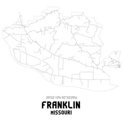 Franklin Missouri. US street map with black and white lines.