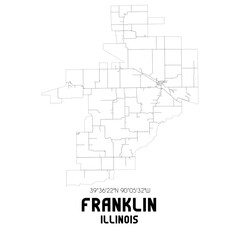 Franklin Illinois. US street map with black and white lines.