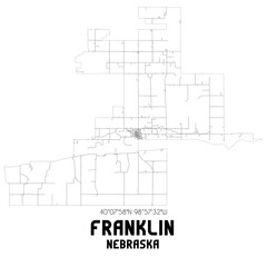 Franklin Nebraska. US street map with black and white lines.