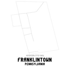 Franklintown Pennsylvania. US street map with black and white lines.