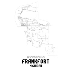 Frankfort Michigan. US street map with black and white lines.